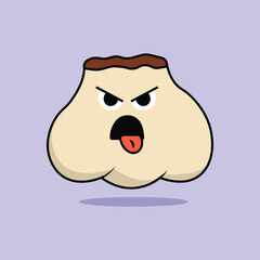 garlic vegetable cartoon vector illustration. vegetable concept with angry expression. flat cartoon style