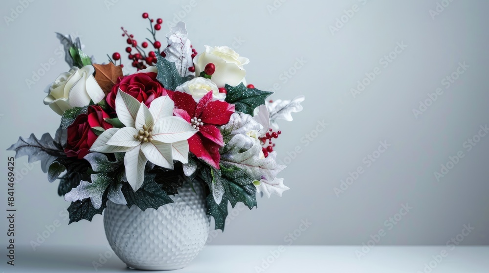 Poster artificial flower arrangement in a vase for the holidays with space for your message