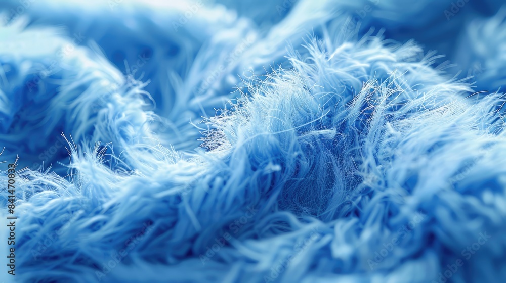 Wall mural macro view of a textured blue fluffy cloth abstract background