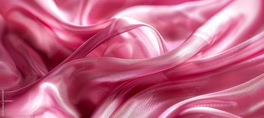Poster elegant pink background with smooth flowing fabric design in center, creating a serene visual