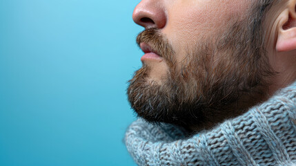 Obraz premium A man with a beard and a scarf around his neck
