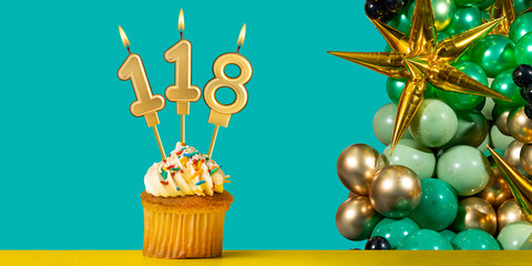 Birthday card number 118 - Cupcake with balloons