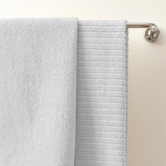 Png bath towel mockup, transparent fabric