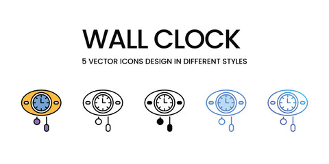 Wall Clock icons vector set stock illustration.