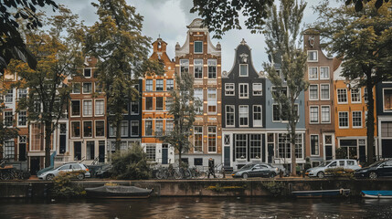 Obraz premium Historic buildings along Keizersgracht canal in Amsterdam, Netherlands