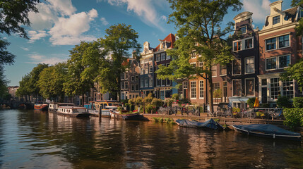Obraz premium Beautiful houses along the Keizersgracht canal in Amsterdam, Netherlands
