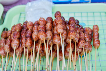  I-san pork meat sausage for sale at street market