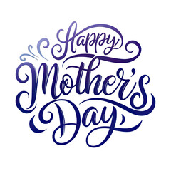 A close-up image of a blue calligraphy style greeting for Happy Mothers Day. The text is stylized with decorative flourishes. Generative AI