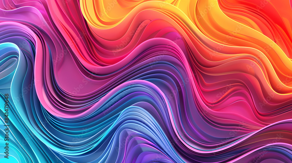 Poster 3d render. abstract background with colorful waves and swirls in neon colors. modern wallpaper desig