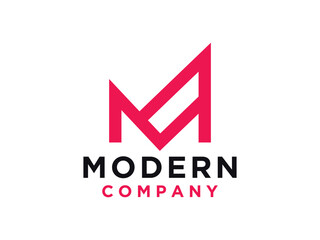 Letter M line monogram logo design.