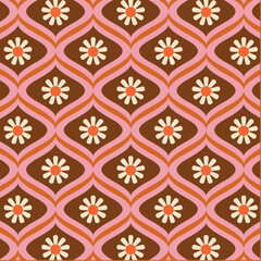 70s Retro flower power pattern background