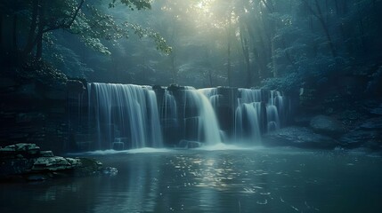 Tranquil Forest Waterfall Ai generated