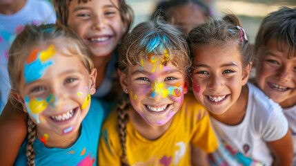 Fototapeta premium group of children between 6 and 10 years old, having fun in Summer Camp