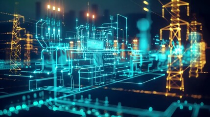 Obraz premium An animated video showcasing the benefits of smart grid data analysis including reduced energy costs improved reliability and a more sustainable and environmentallyfriendly energy distribution