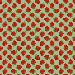 Strawberry seamless pattern. Red berry wallpaper. Summer fruit background. Ripe strawberry print.  Farm organic berry backdrop. Perfect for wrapping, packaging, kitchen textile, fabric, stationary.