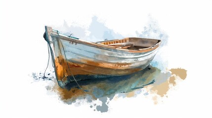 Boat on the water watercolor © Anastasia Knyazeva