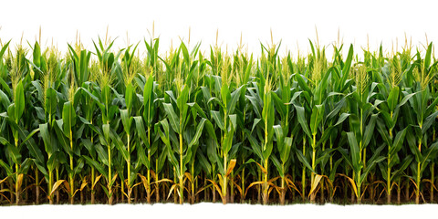 A cornfield isolated on white background, PNG. AI GENERATED