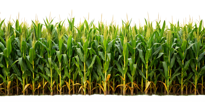  A cornfield isolated on white background, PNG. AI GENERATED
