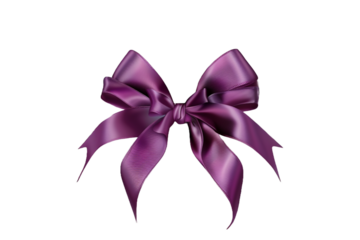 Purple ribbon bow isolated on transparent background