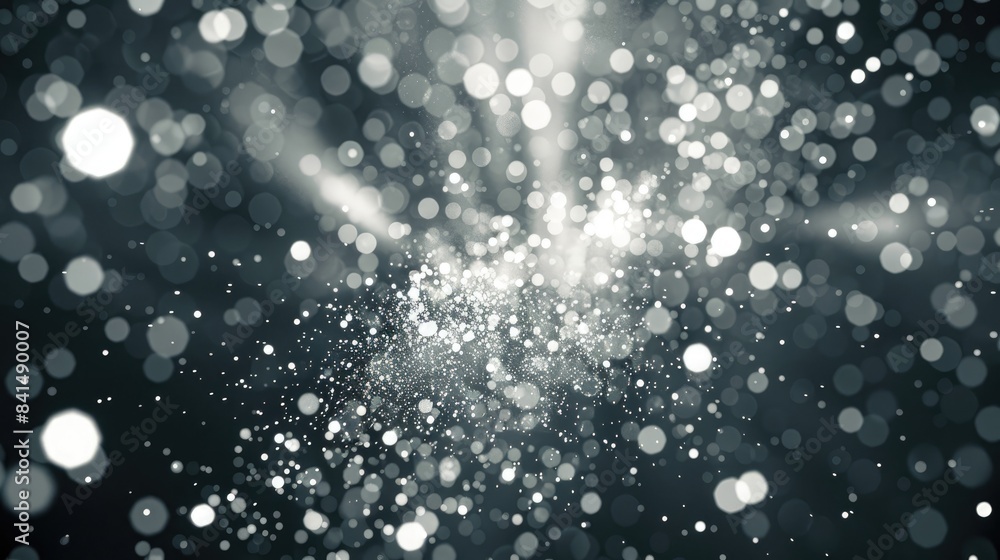 Poster magical shimmering particles white sparkles twinkle with a unique light display