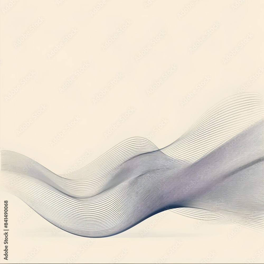 Aufkleber minimalist wave frame with flowing lines and soft tones exuding tranquility and calm