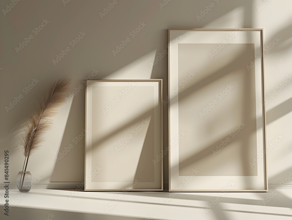 Poster minimalist and elegant frame backdrop with clean lines and soothing neutral tones for product displa