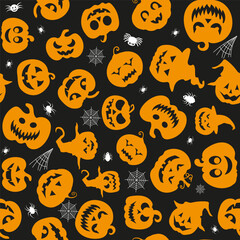 Happy Halloween. Seamless pattern with pumpkins. Vector illustration