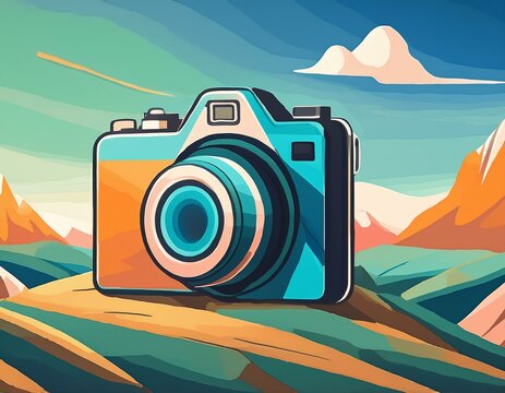 logo pour photographe appareil photo  en dessin num&eacute;rique ia