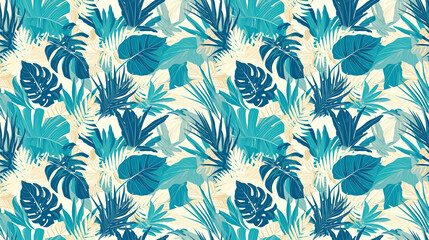 Fototapeta premium Seamless texture of tropical leaves in colorful colors