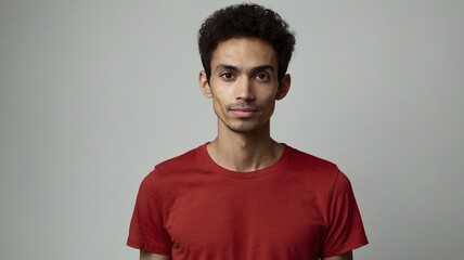 Young skinny man on white background. Anorexia concept