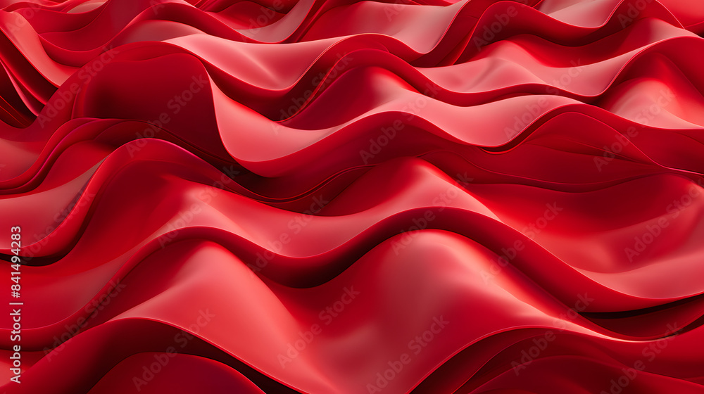 Poster 3d render of red paper waves. close up. abstract background