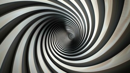 Fototapeta premium Black and white swirling stripes create a hypnotic, abstract tunnel effect.