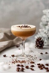 Decadent Coffee Cocktail with Cream and Beans