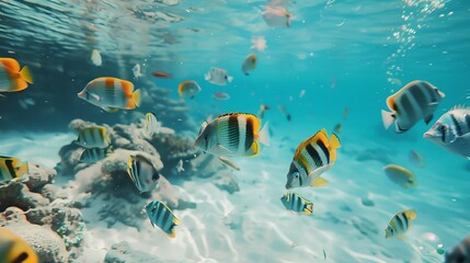 tropical fishes underwater in the sea