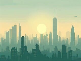 Fototapeta premium illustration of a big city skyline in flat design