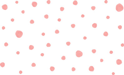 水彩手描きのカラフルなドット柄（ピンク）