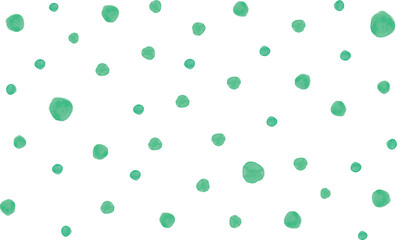 水彩手描きのカラフルなドット柄（緑）