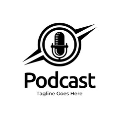 Podcast or Radio Logo design using Microphone icon