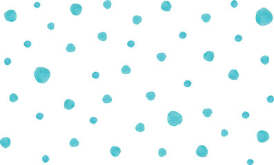 水彩手描きのカラフルなドット柄（ブルー）