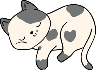 Retro Groovy cat sleeping  Pastel Trendy Doodle Drawing
