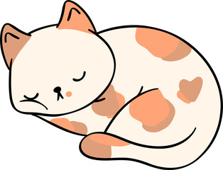 Retro Groovy cat sleeping  Pastel Trendy Doodle Drawing