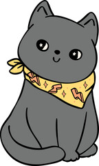 Retro Groovy cat  Pastel Trendy Doodle Drawing