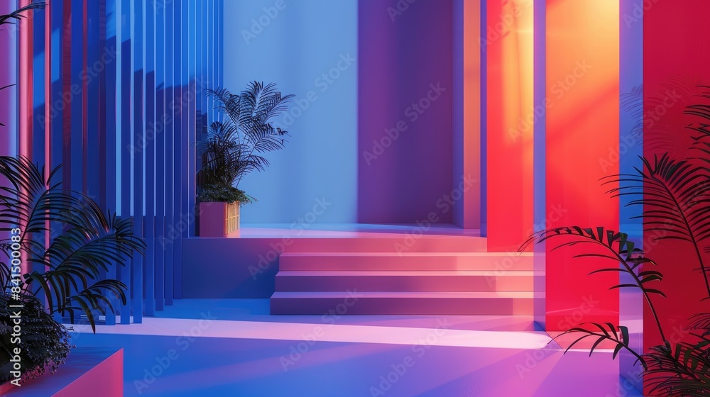 Poster Dynamic 3D rendering of an exhibition background, ideal for creating immersive displays for events and showcases.