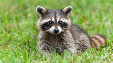 Raccoon in the forest in the natural environment