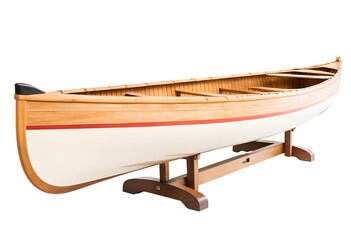 Small wooden empty rowing boat isolated on transparent background