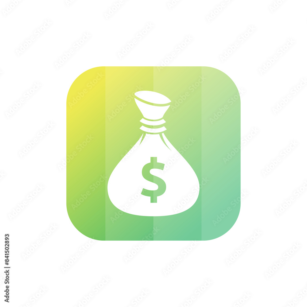 Poster Money bag flat vector icon or logo with dollar logo, for business icon, and payment