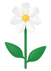 Aesthetic flower png sticker, white 3D floral illustration on transparent background