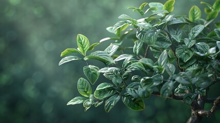 Fototapeta premium Create a photorealistic side view of a Hilo dendron tree, showcasing intricate leaf texture and vibrant green hues