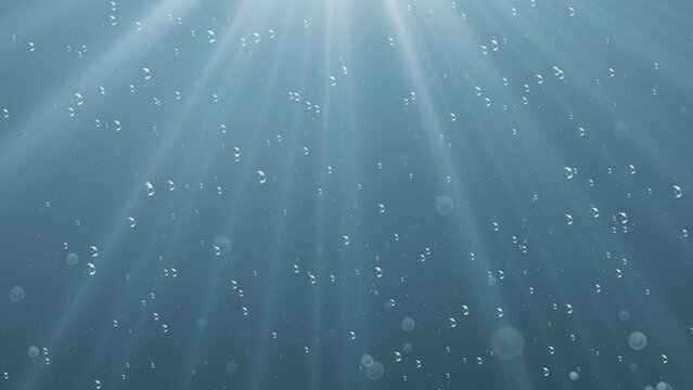 Underwater Rising Bubbles with Sun Loop Background 4K 1:1 16:9 9:16
