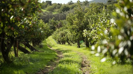 An electronic fence surrounding the orchard equipped with sensors and alarms to deter wildlife from damaging crops.